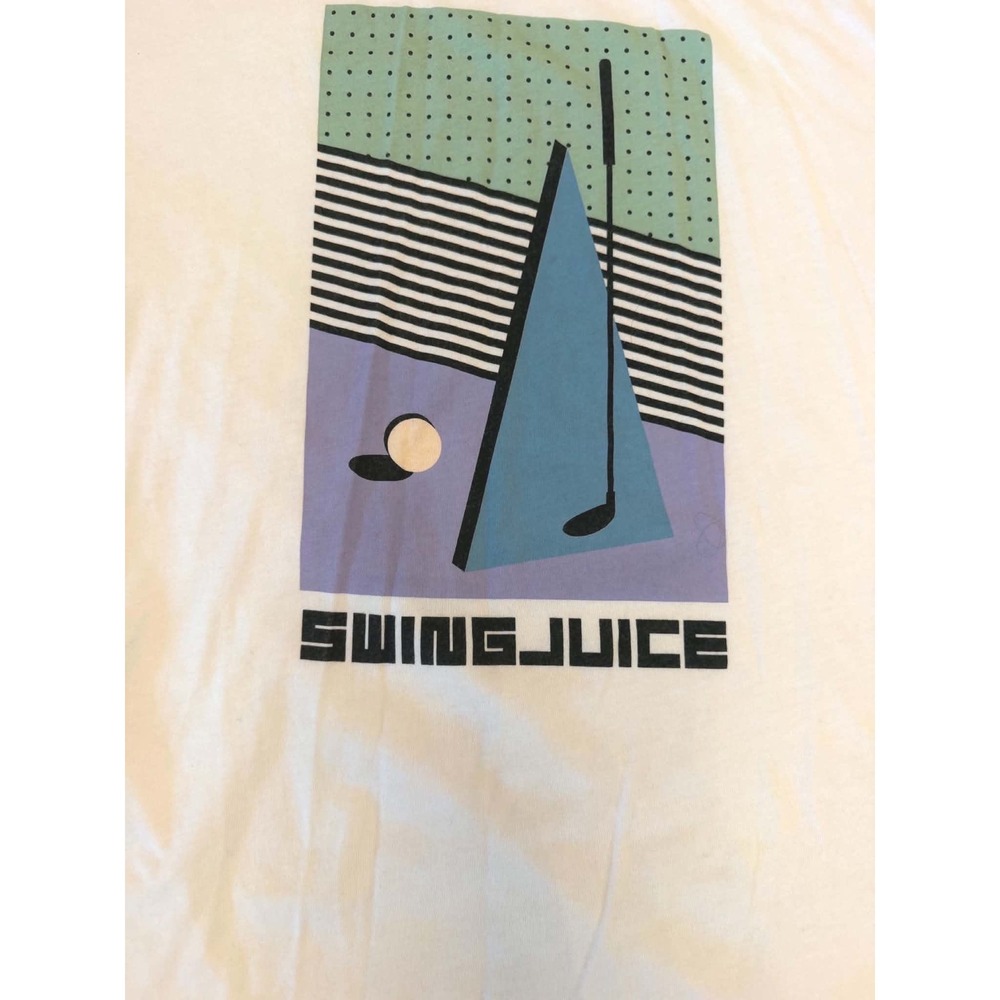 SwingJuice Mens White Graphic Golf T-Shirt Size M Retro Geometric Design